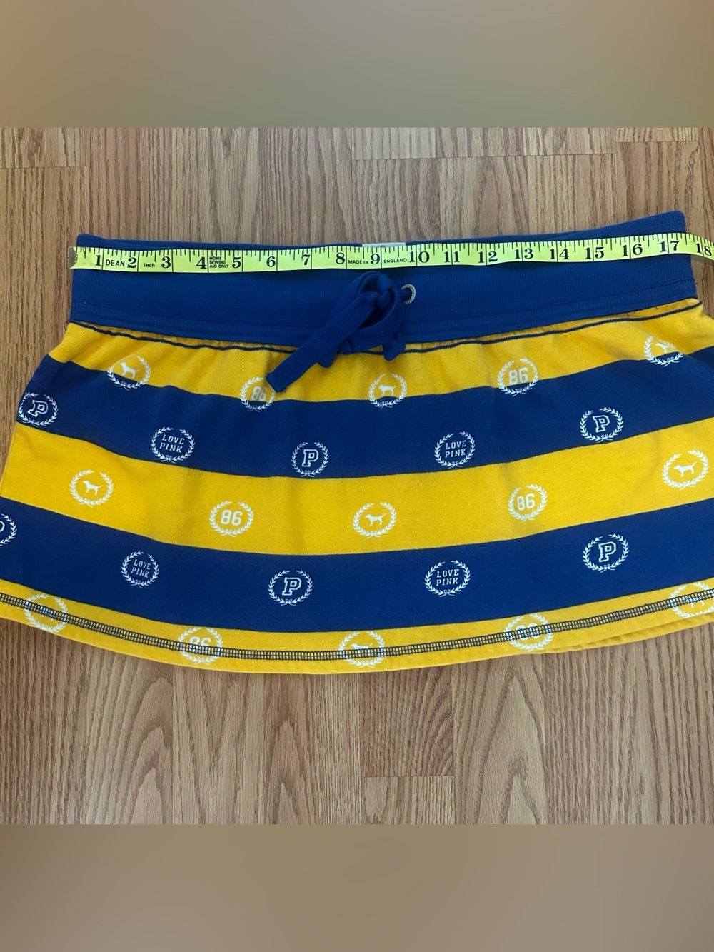 VS Pink Vintage University of Pink Blue and Yellow Striped Skirt M - Picture 4 of 5
